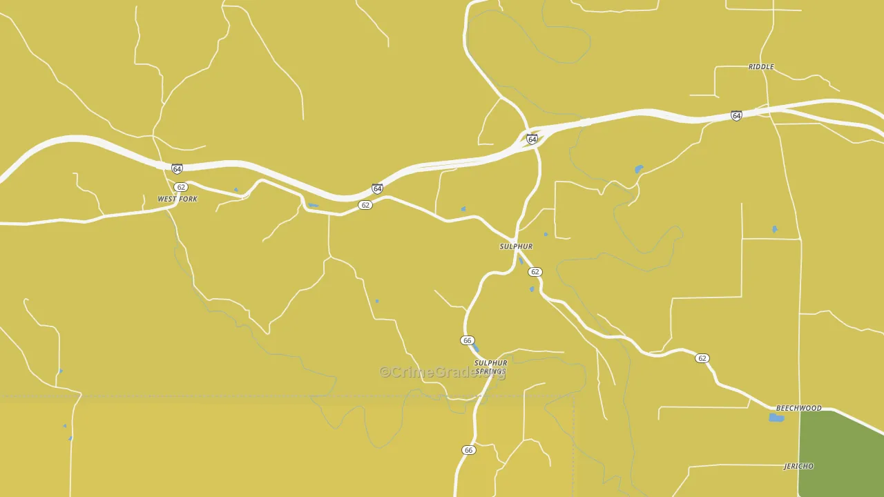 Sulphur, IN Map of Vehicle Theft Rates