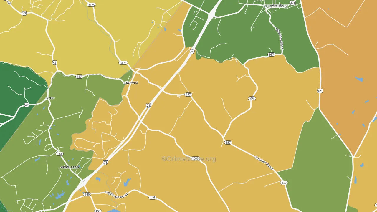 Sulphur, KY Map of Vehicle Theft Rates