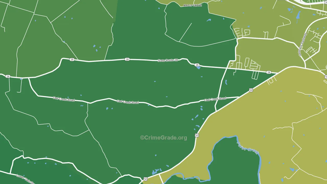 Sulphur Lick, OH Map of Vehicle Theft Rates
