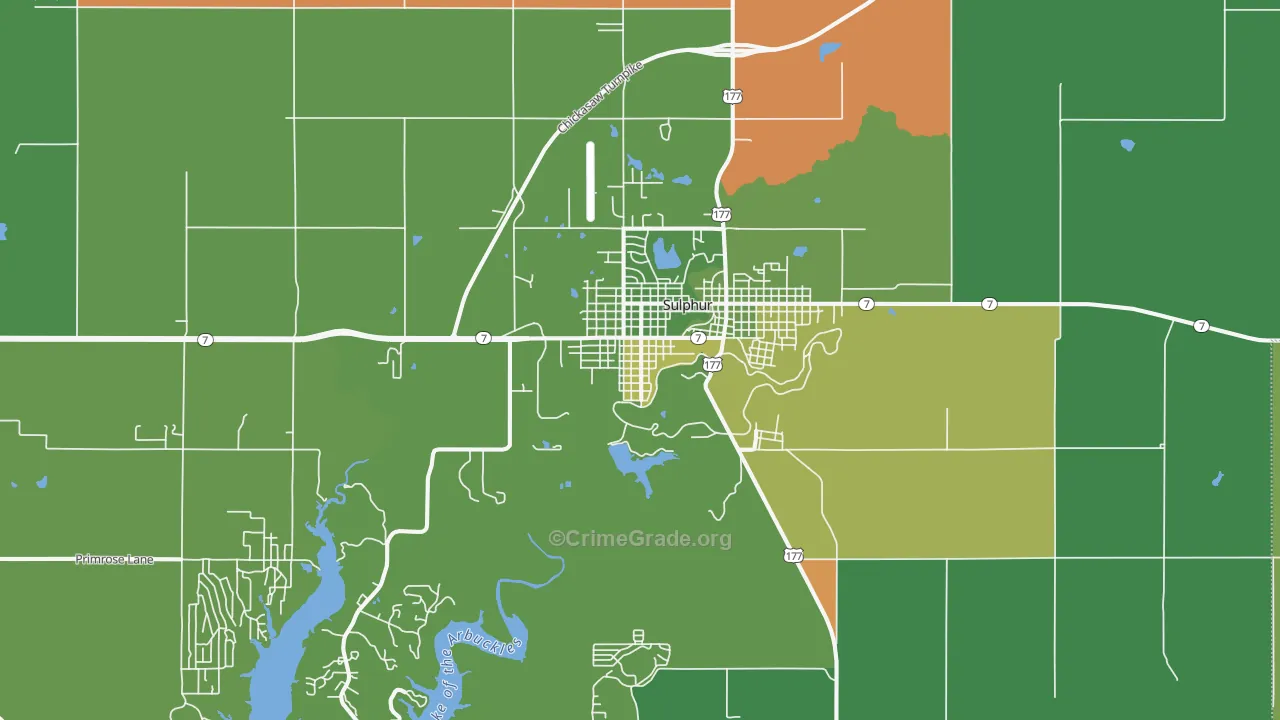 Sulphur, OK Map of Vehicle Theft Rates