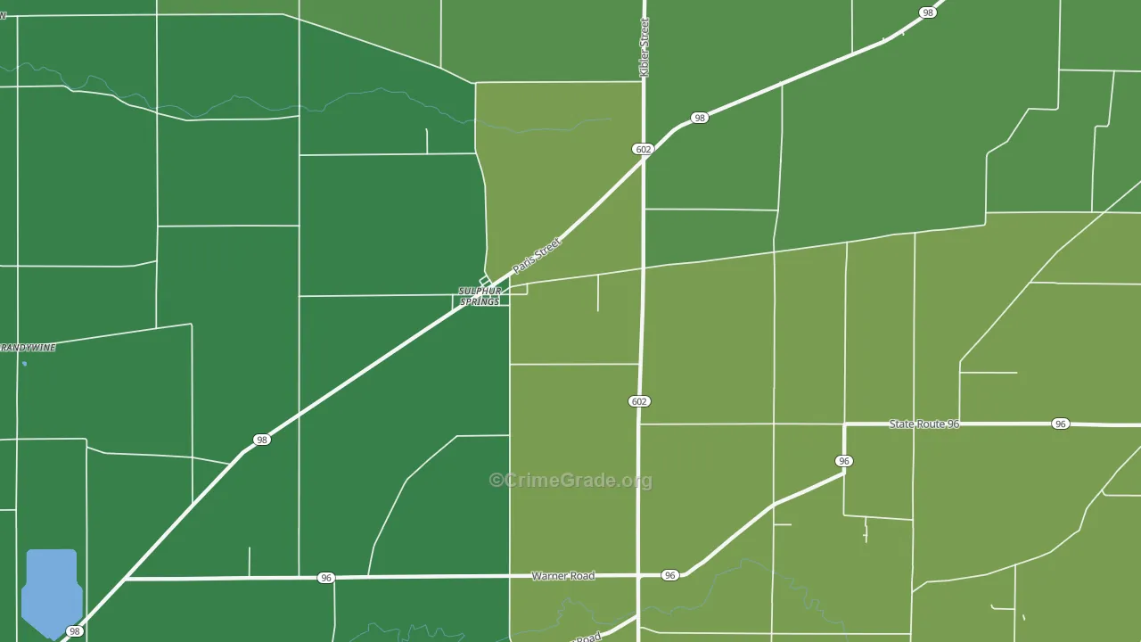 Sulphur Springs, OH Map of Vehicle Theft Rates