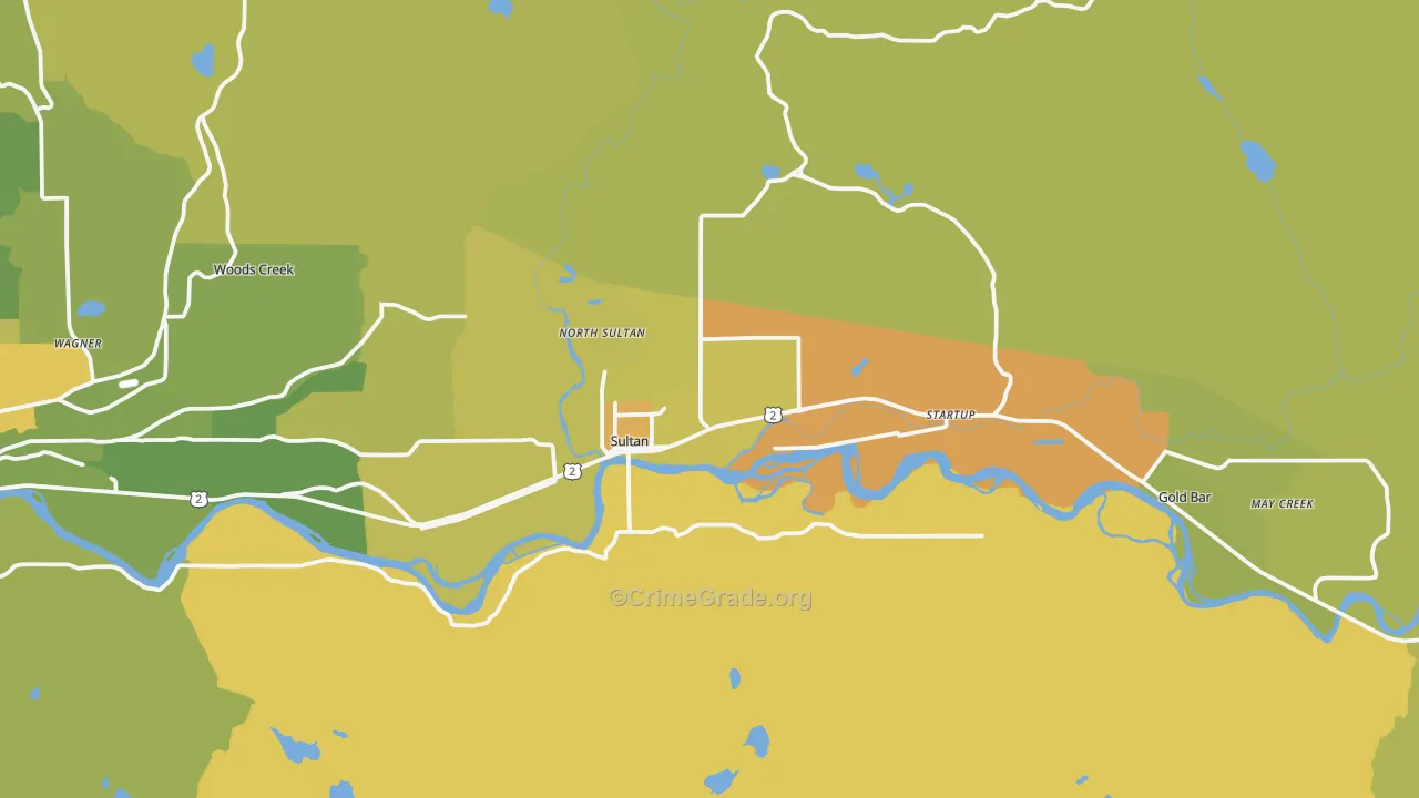 Sultan, WA Map of Vehicle Theft Rates