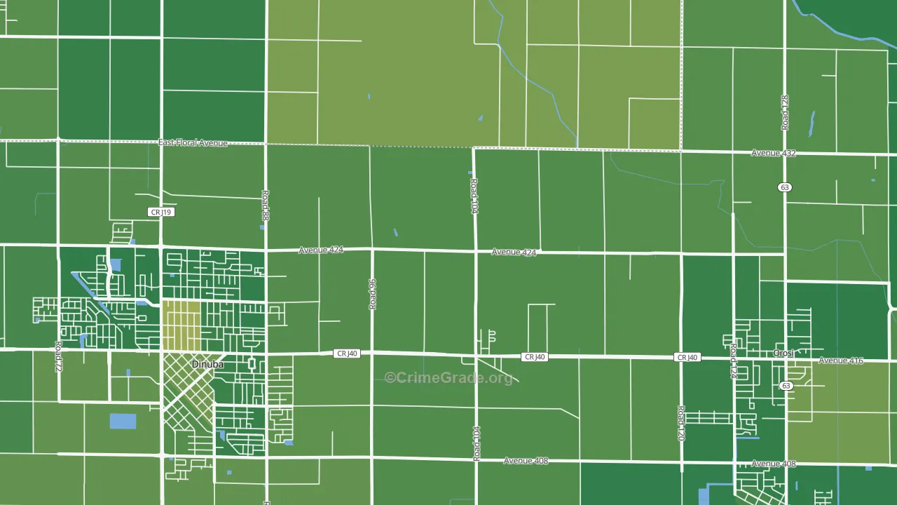 Sultana, CA Map of Vehicle Theft Rates