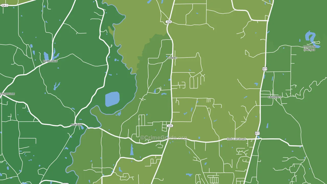 Sumac, GA Map of Vehicle Theft Rates