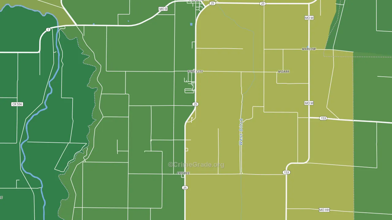 Sumach, MO Map of Vehicle Theft Rates