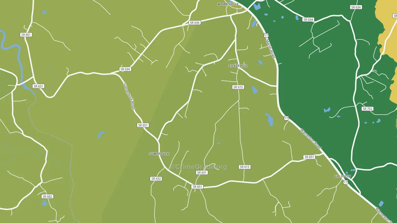Sumerduck, VA Map of Vehicle Theft Rates