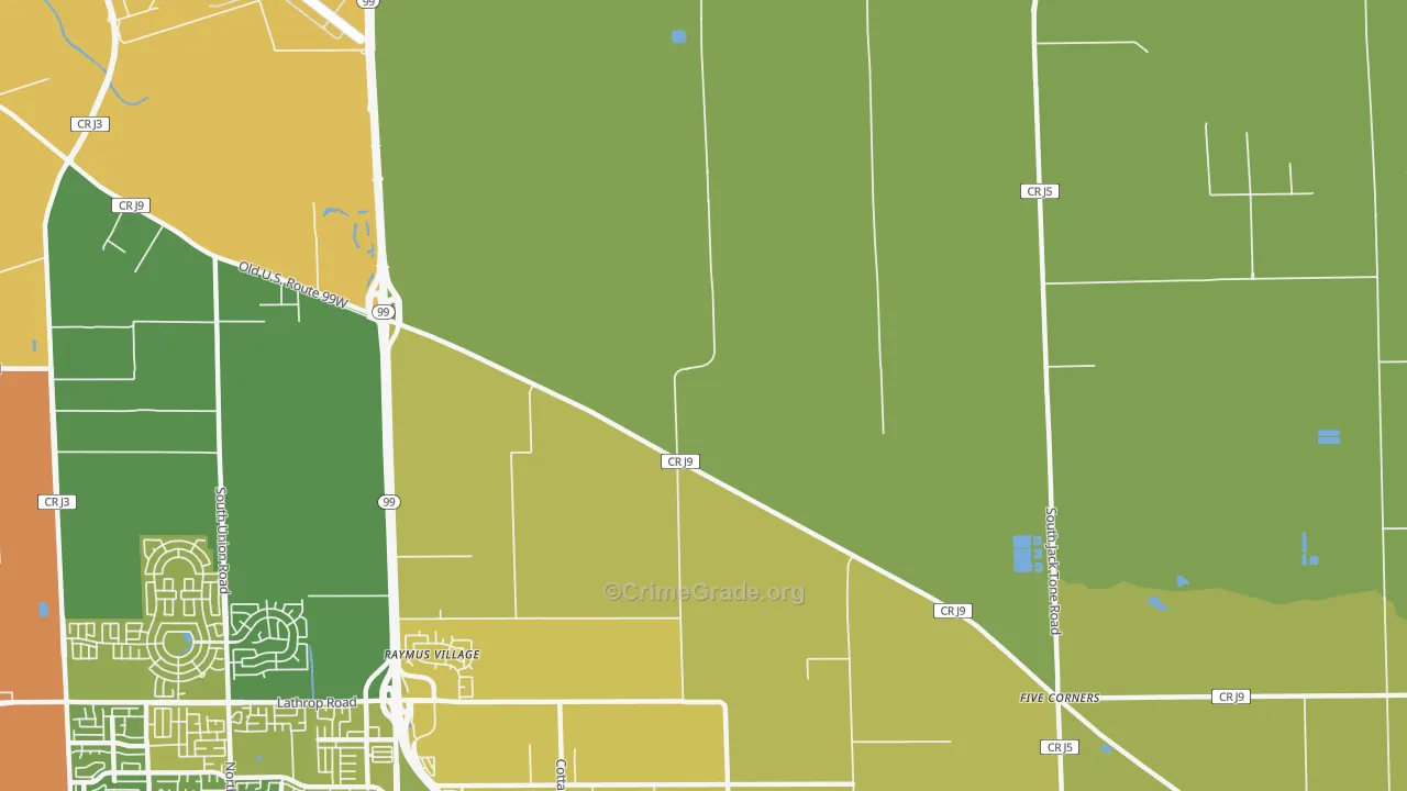 Summer Home, CA Map of Vehicle Theft Rates