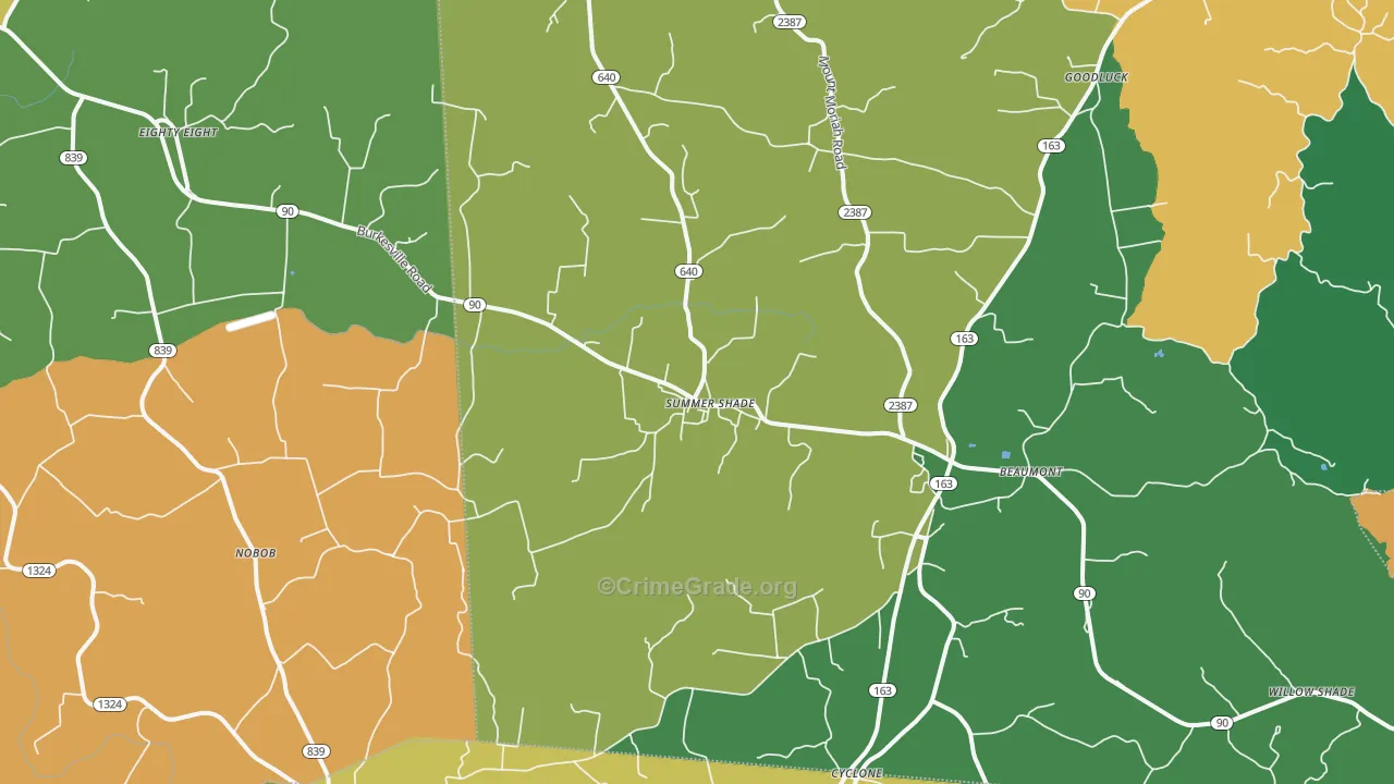Summer Shade, KY Map of Vehicle Theft Rates