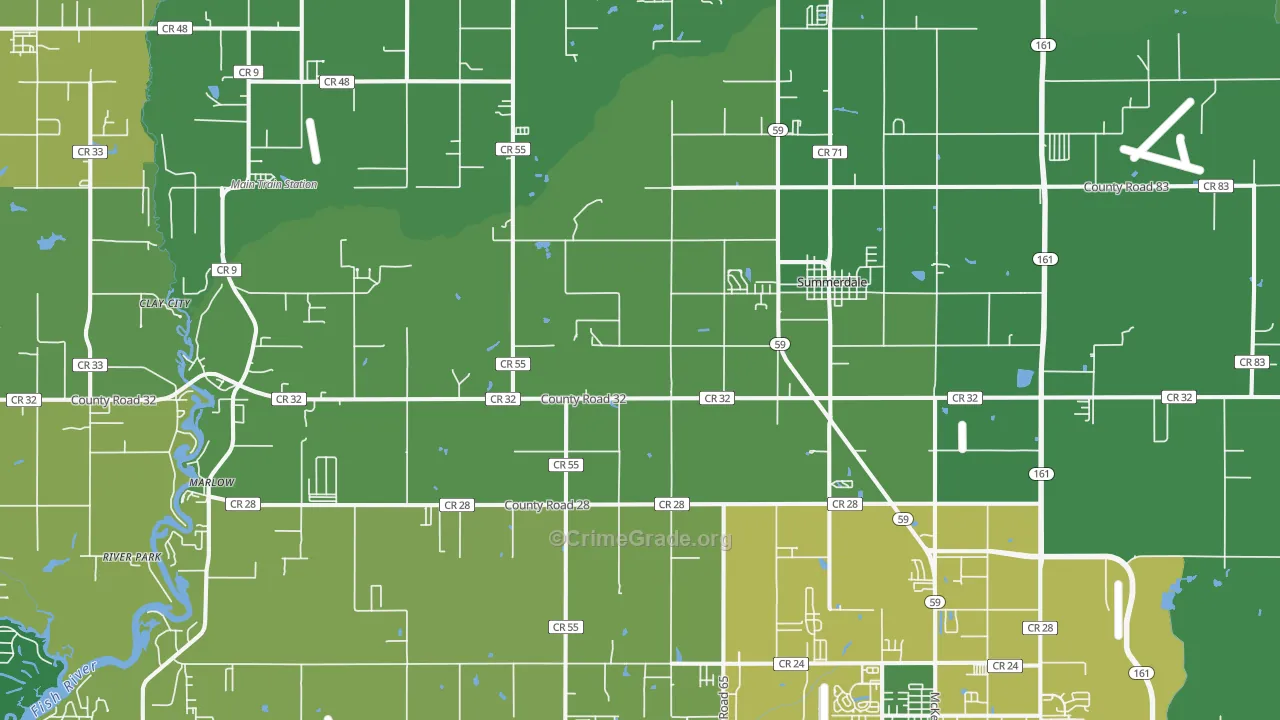 Summerdale, AL Map of Vehicle Theft Rates
