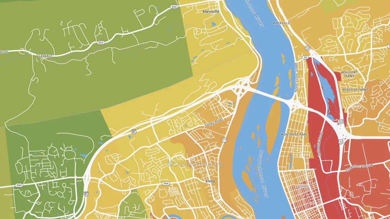 Summerdale, PA Map of Vehicle Theft Rates