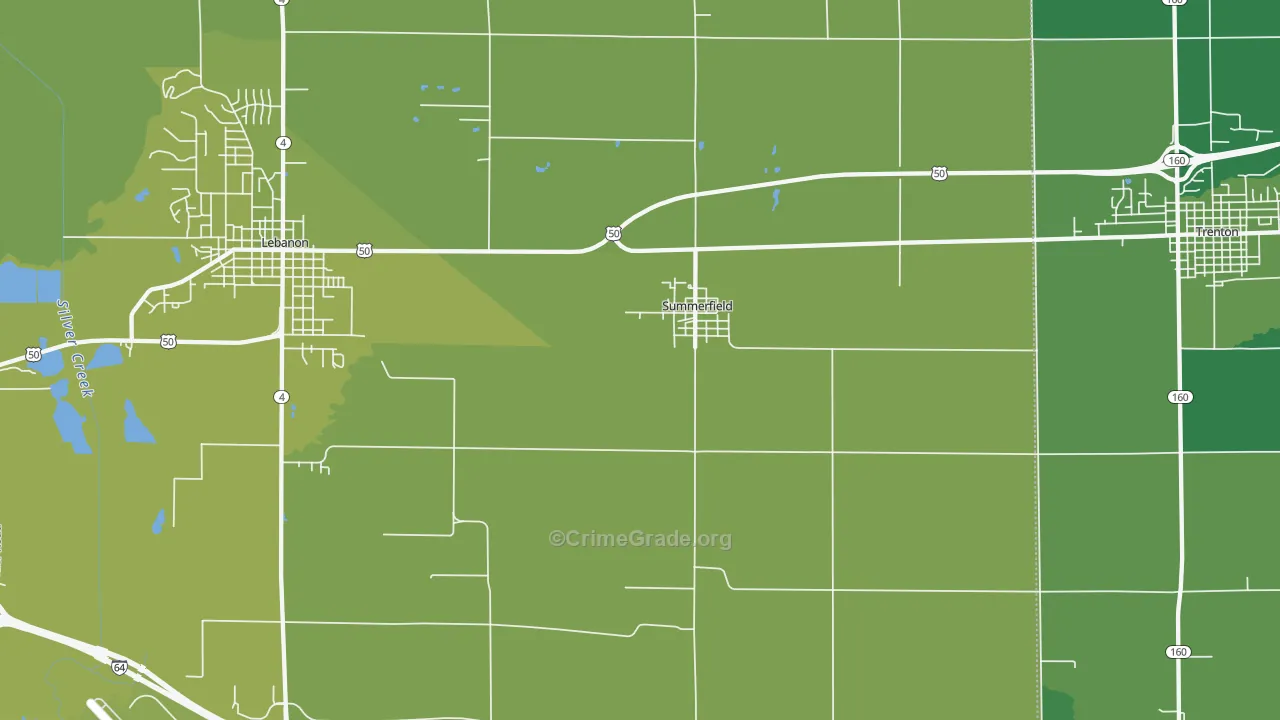 Summerfield, IL Map of Vehicle Theft Rates