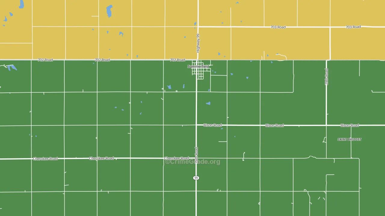 Summerfield, KS Map of Vehicle Theft Rates