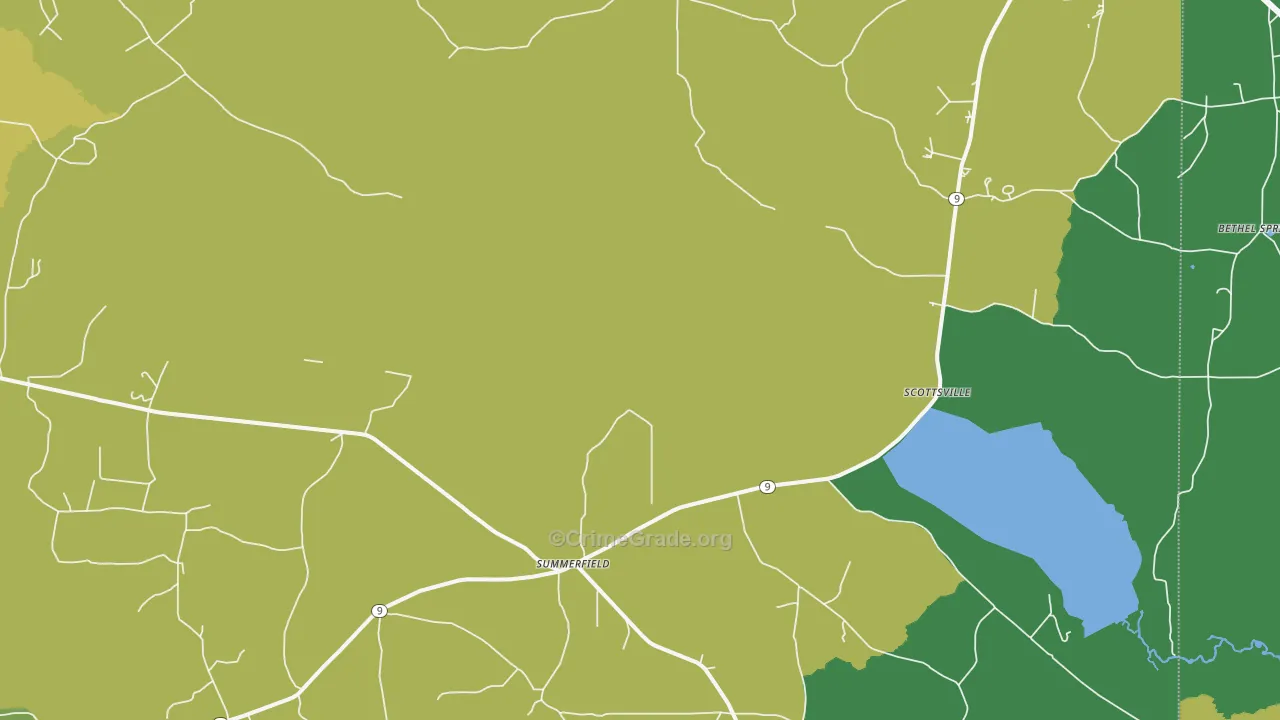 Summerfield, LA Map of Vehicle Theft Rates