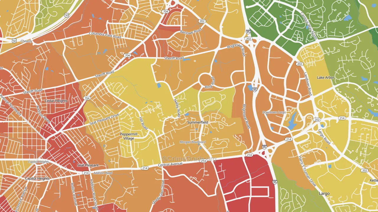 Summerfield, MD Map of Vehicle Theft Rates
