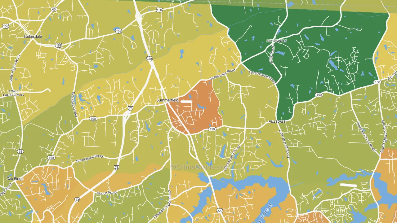 Summerfield, NC Map of Vehicle Theft Rates