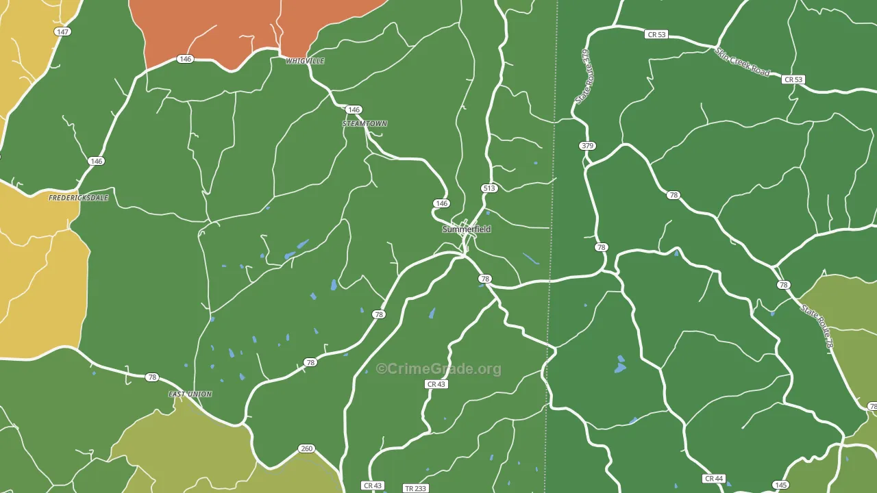 Summerfield, OH Map of Vehicle Theft Rates