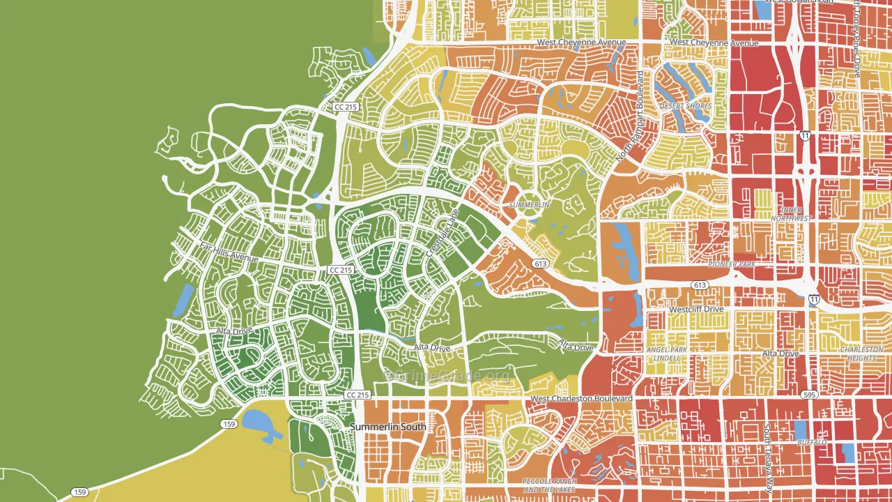 Summerlin North, Las Vegas, NV Map of Vehicle Theft Rates