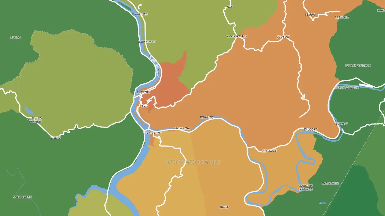 Summers County, WV Map of Vehicle Theft Rates
