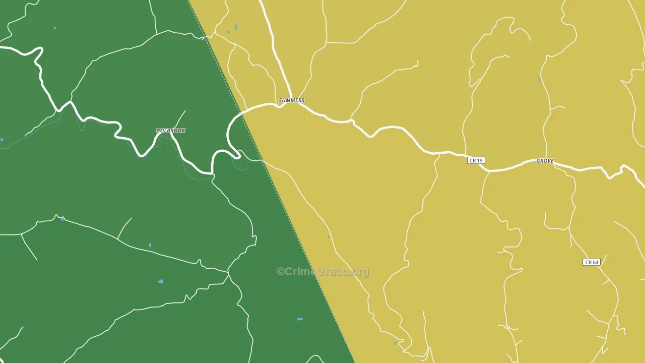 Summers, WV Map of Vehicle Theft Rates