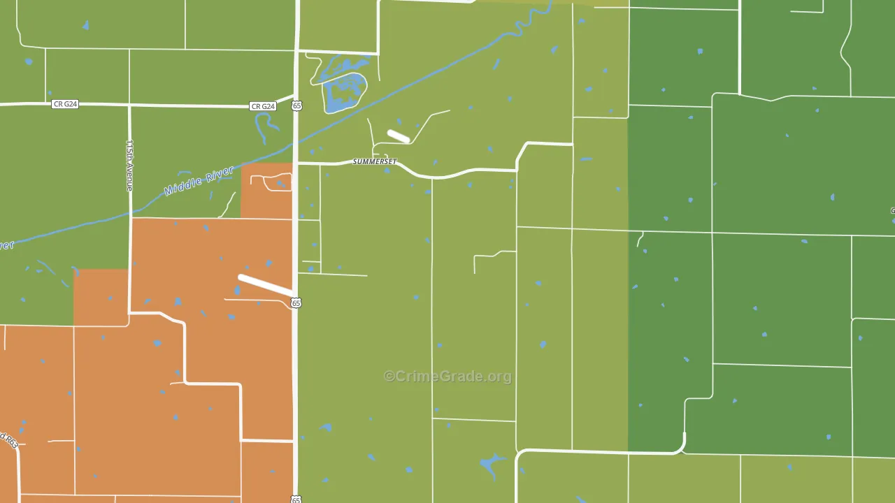 Summerset, IA Map of Vehicle Theft Rates