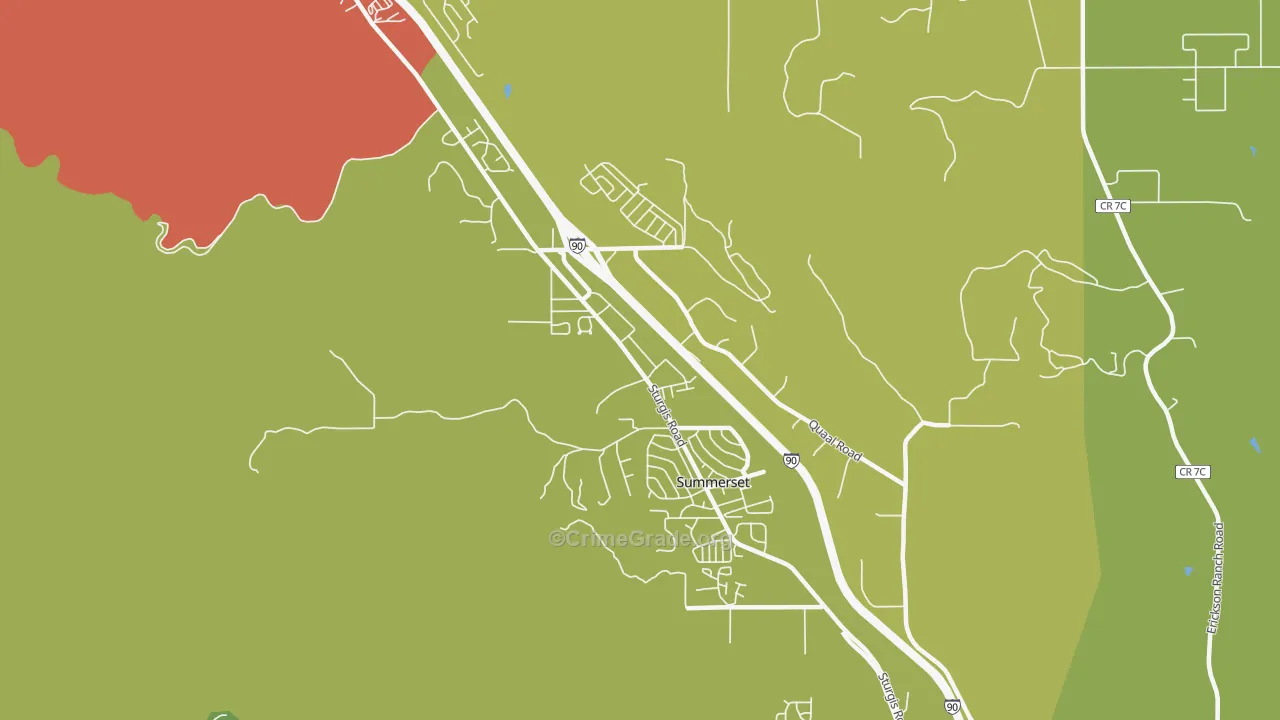 Summerset, SD Map of Vehicle Theft Rates