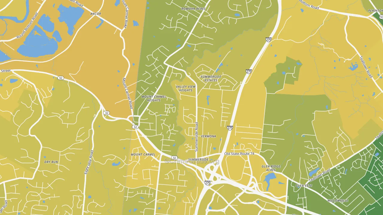 Summerside, Cincinnati, OH Map of Vehicle Theft Rates