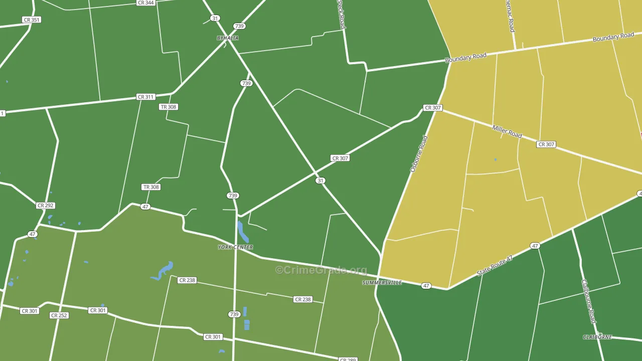 Summersville, OH Map of Vehicle Theft Rates