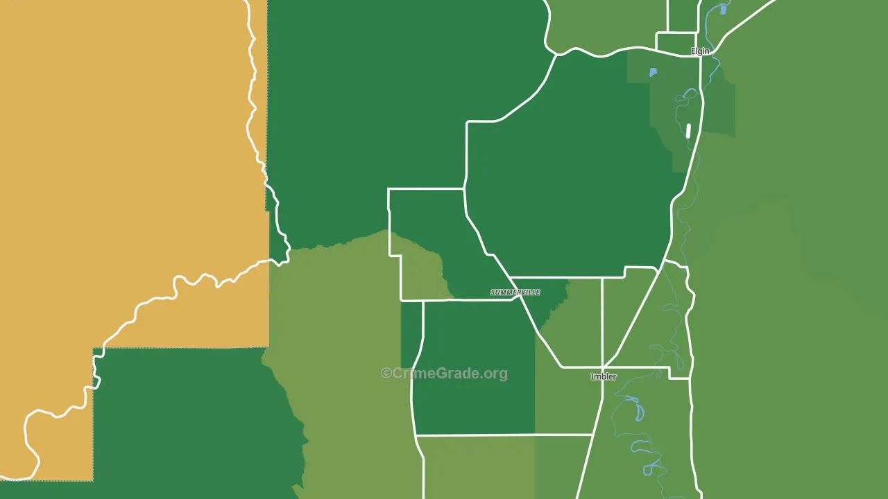 Summerville, OR Map of Vehicle Theft Rates