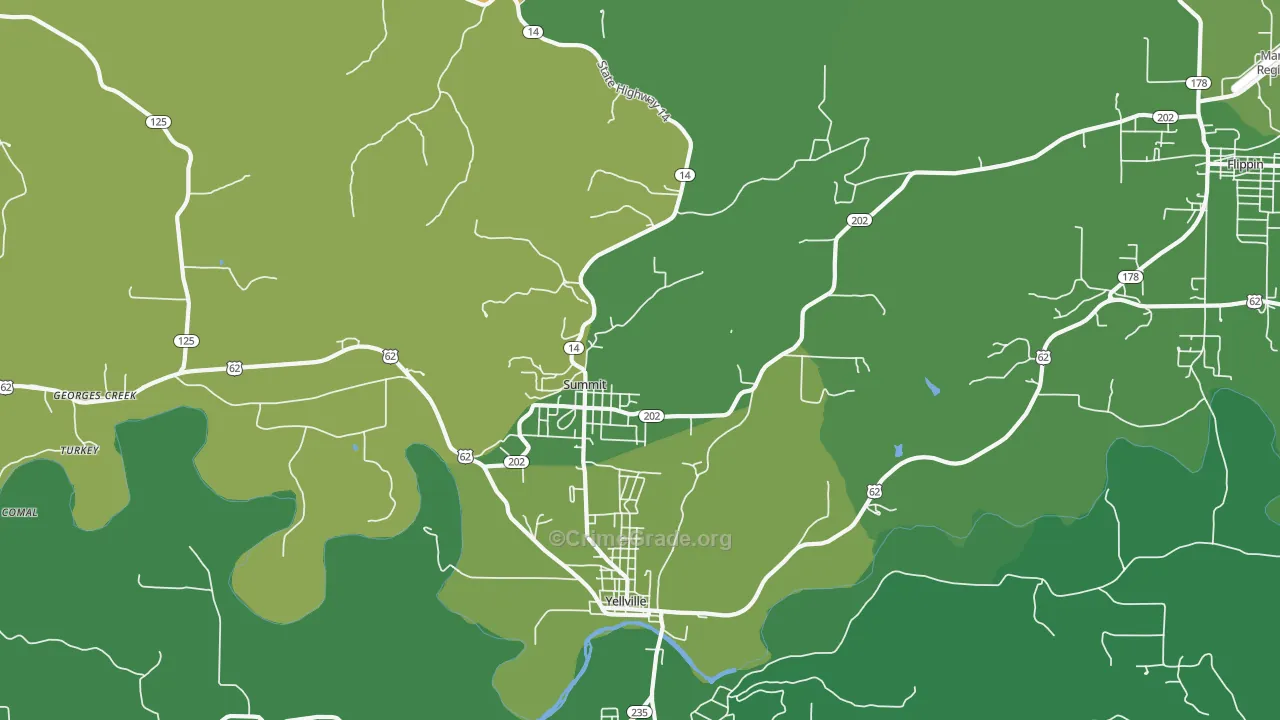 Summit, AR Map of Vehicle Theft Rates