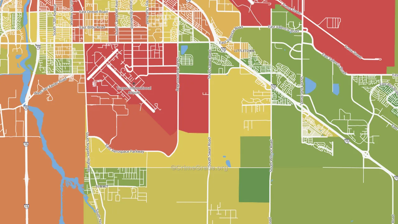 Summit, AZ Map of Vehicle Theft Rates
