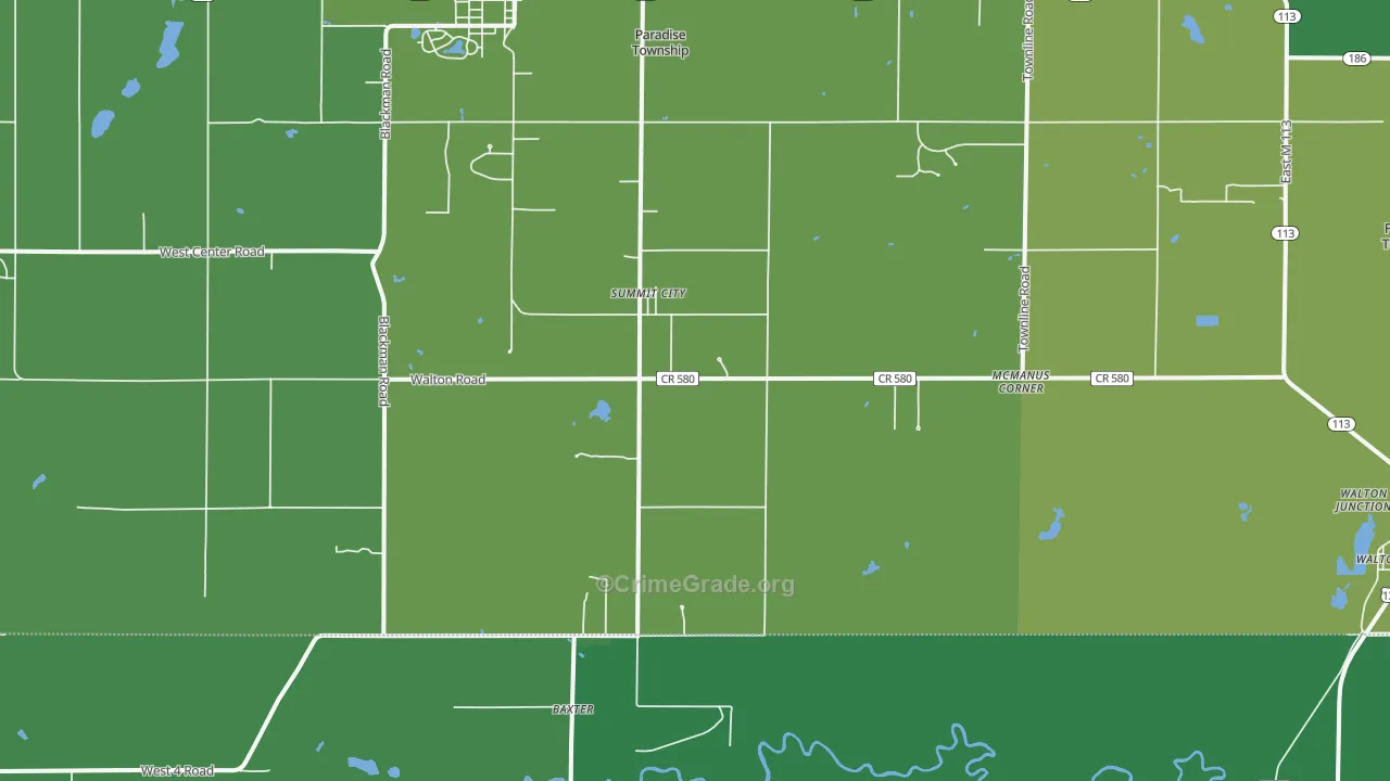 Summit City, MI Map of Vehicle Theft Rates