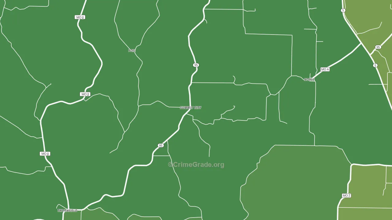 Summit City, MO Map of Vehicle Theft Rates