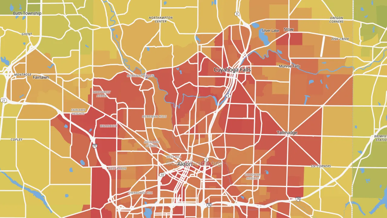 Summit County, OH Map of Vehicle Theft Rates