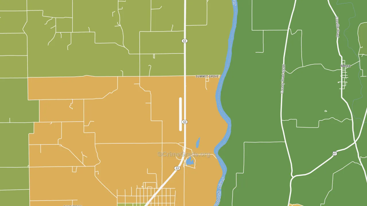 Summit Grove, IN Map of Vehicle Theft Rates