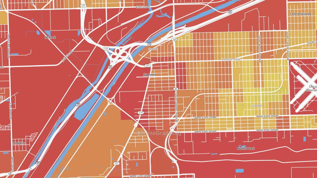 Summit, IL Map of Vehicle Theft Rates