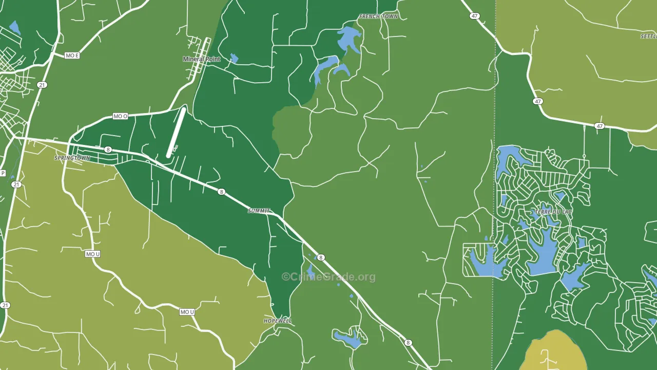 Summit, MO Map of Vehicle Theft Rates