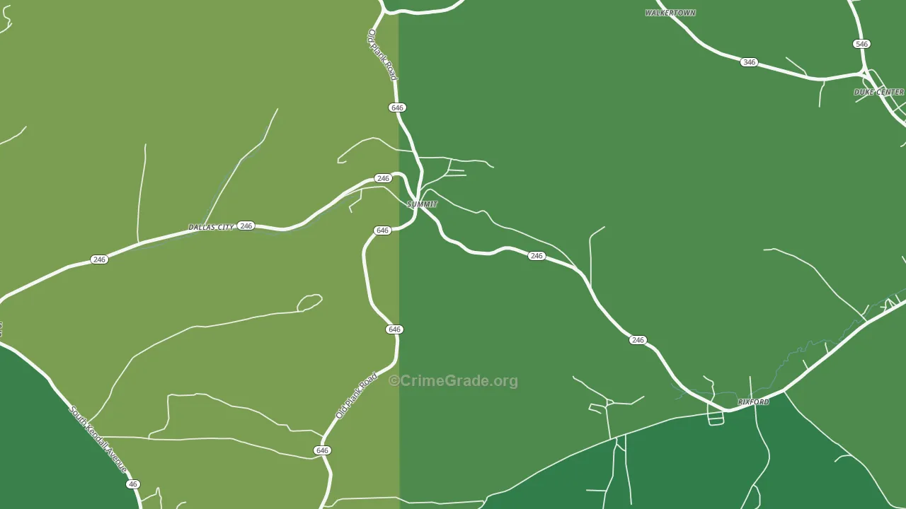 Summit, PA Map of Vehicle Theft Rates