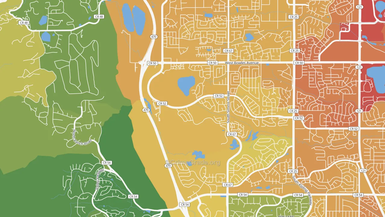 Summit Ridge at West Meadows, Dakota Ridge, CO Map of Vehicle Theft Rates