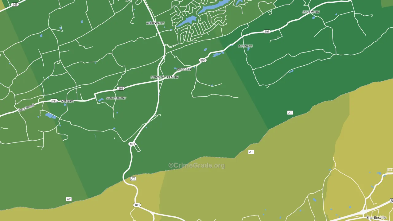 Summit Station, PA Map of Vehicle Theft Rates