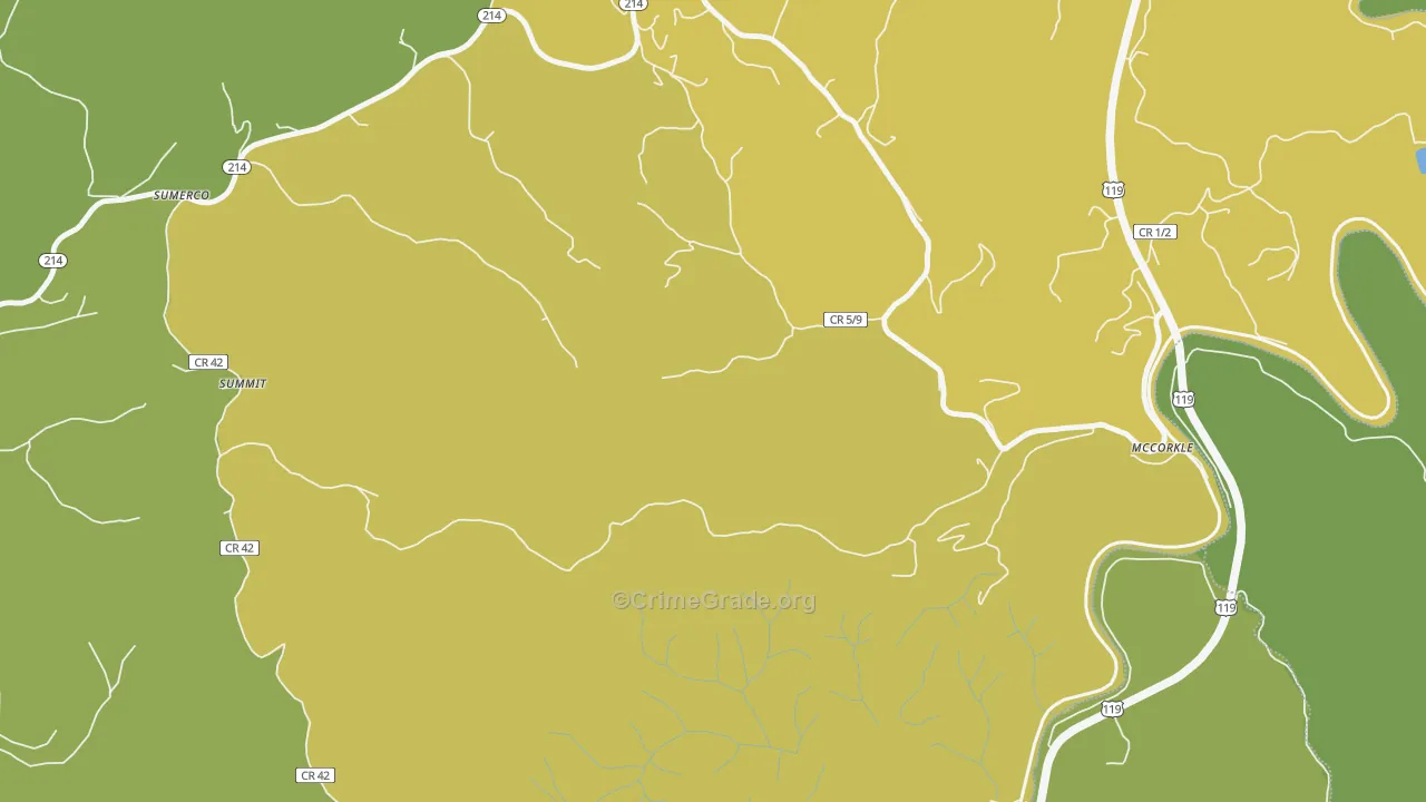 Summit, WV Map of Vehicle Theft Rates