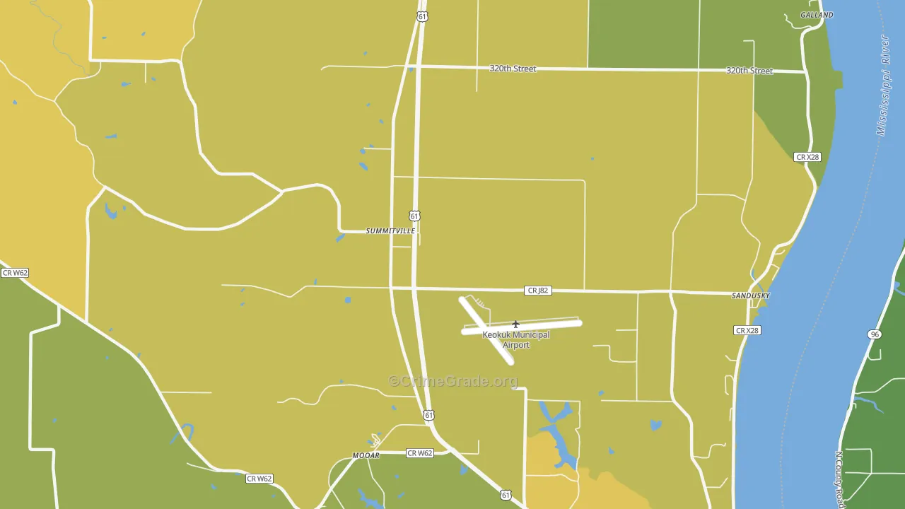 Summitville, IA Map of Vehicle Theft Rates