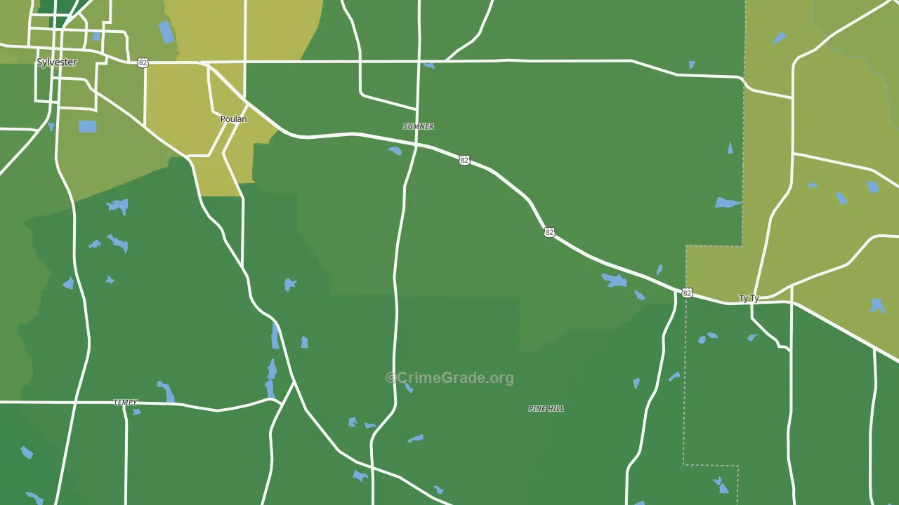 Sumner, GA Map of Vehicle Theft Rates