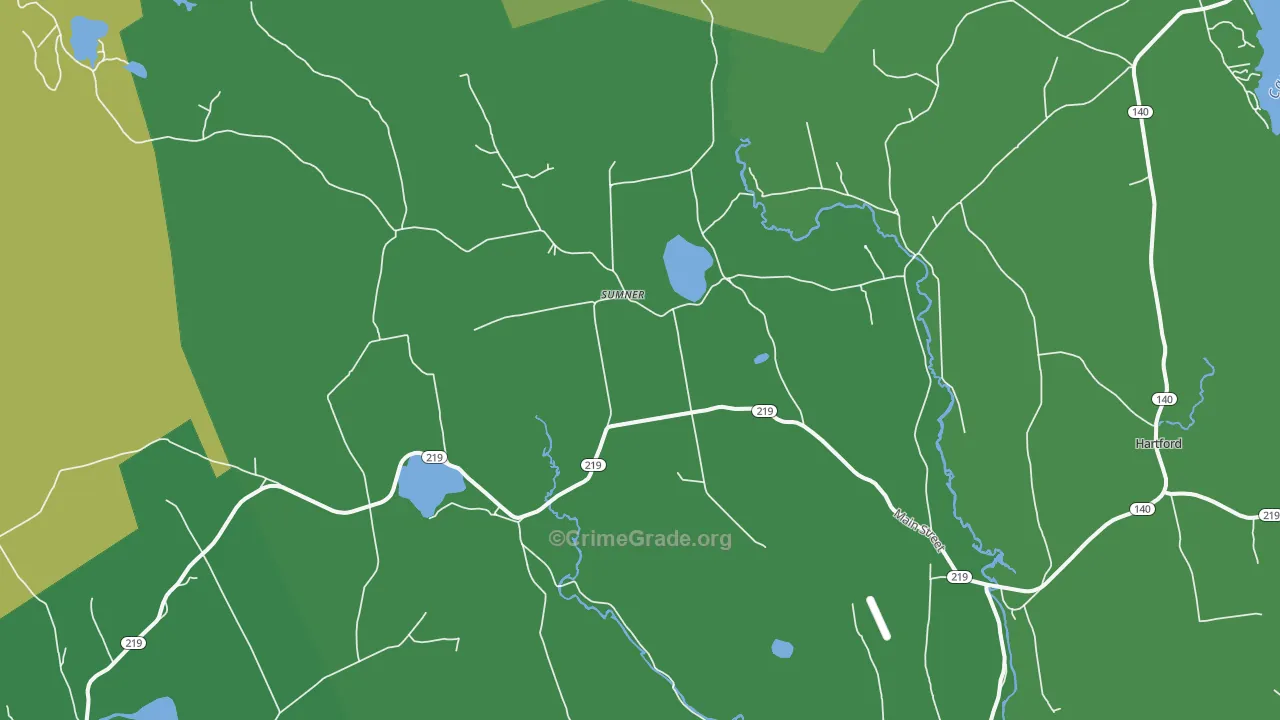 Sumner, ME Map of Vehicle Theft Rates