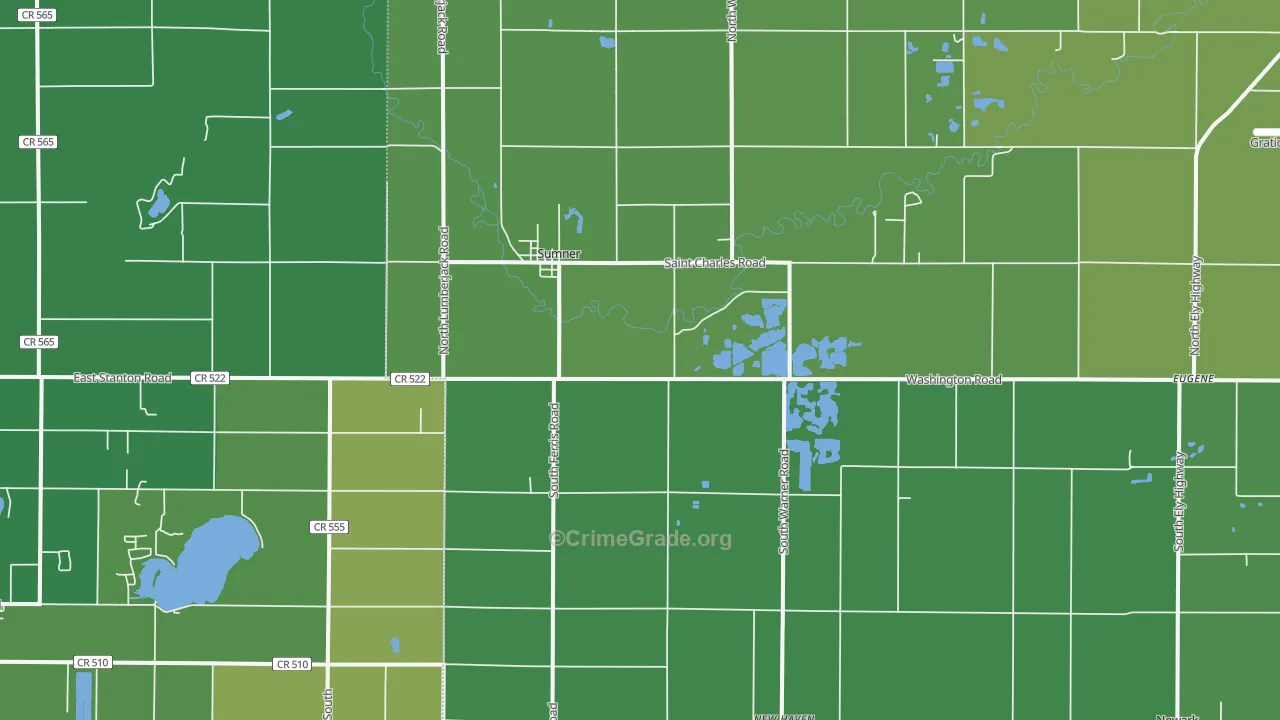 Sumner, MI Map of Vehicle Theft Rates