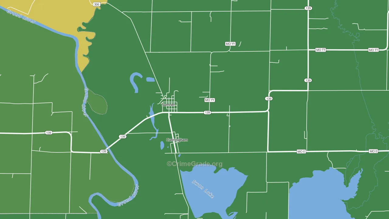 Sumner, MO Map of Vehicle Theft Rates