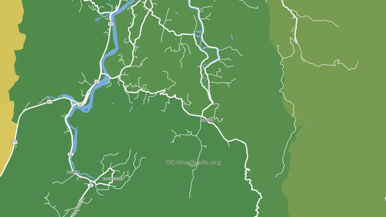 Sumner, OR Map of Vehicle Theft Rates