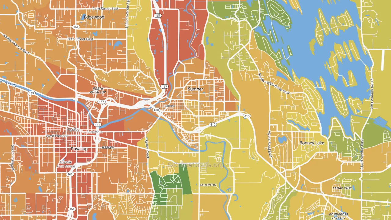 Sumner, WA Map of Vehicle Theft Rates