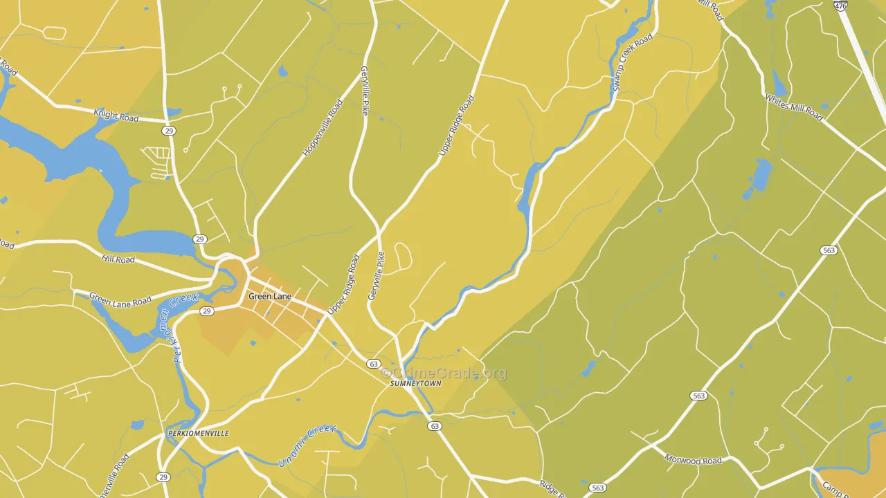 Sumneytown, PA Map of Vehicle Theft Rates