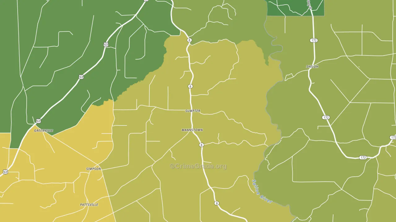 Sumpter, AR Map of Vehicle Theft Rates