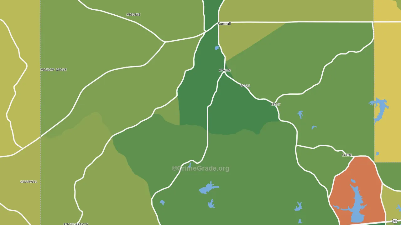 Sumrall, MS Map of Vehicle Theft Rates